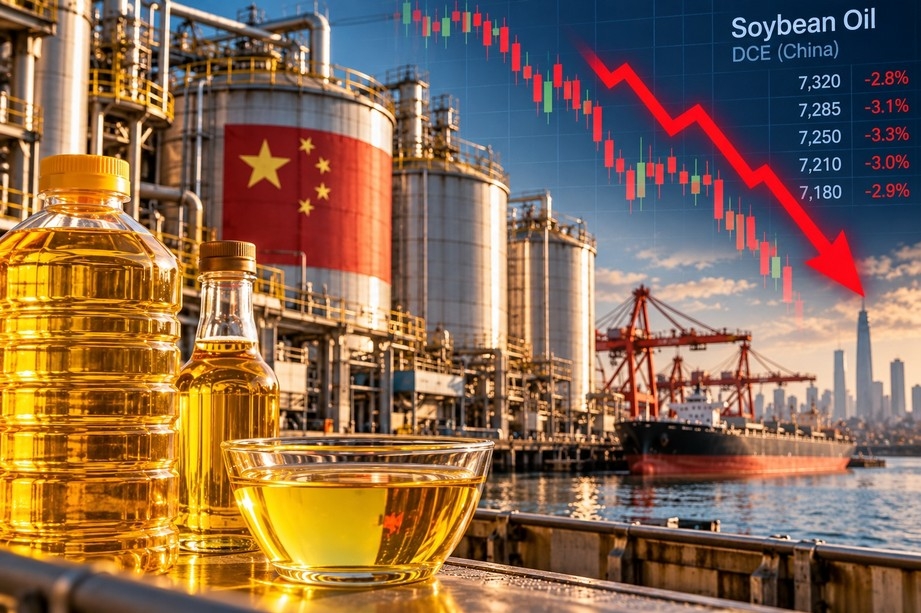 Soybean oil prices in China fall due to high inventories and weak demand